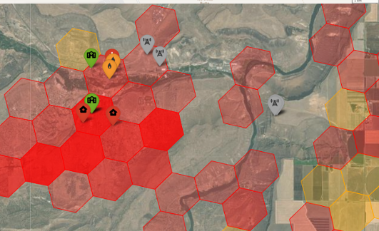 Sample from BroadbandAnalyzer software showing where to concentrate BEAD and USDA Reconnect grant money to increase high speed internet into areas